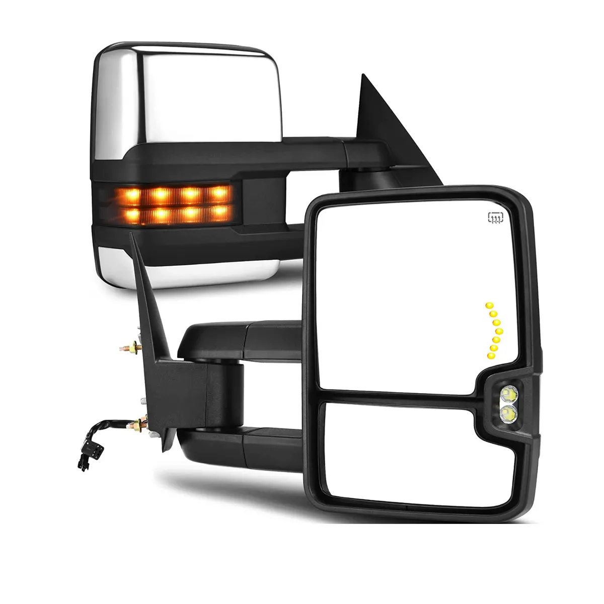 YITAMOTOR® 1999-2002 Chevy Silverado Sierra 1500 2500, 2001-2002 GMC Yukon XL Denali Towing Mirrors with LED Turn Signal Light