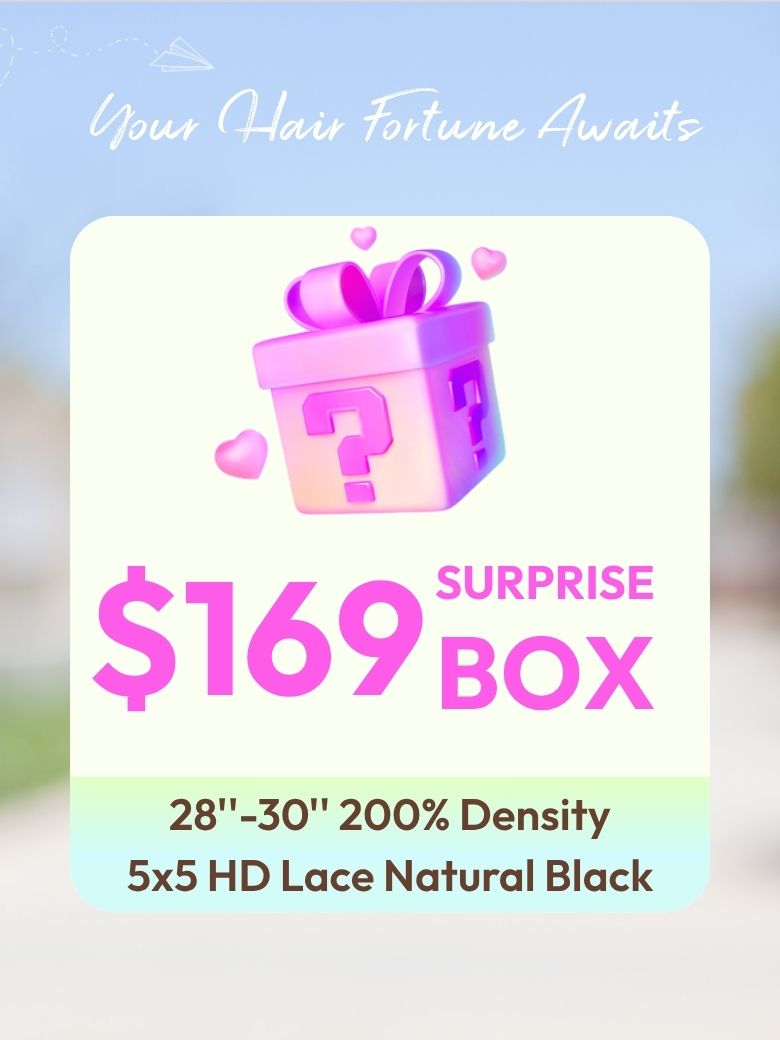 UNICE $169 Surprise Box Get 28''-30'' 200% Density 5x5 HD Lace Natural Black Wig Value $399-$499