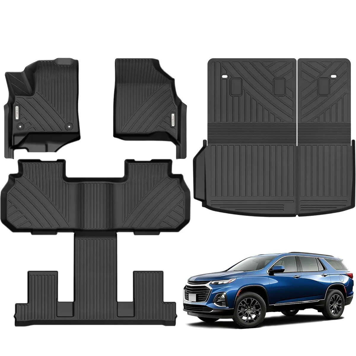 YITAMOTOR TPE All-Weather 7-Seat Floor Liners & Backrest Mat Set for 2024-2026 Chevy Traverse (Excludes 2024 Limited) | Custom Fit Protection