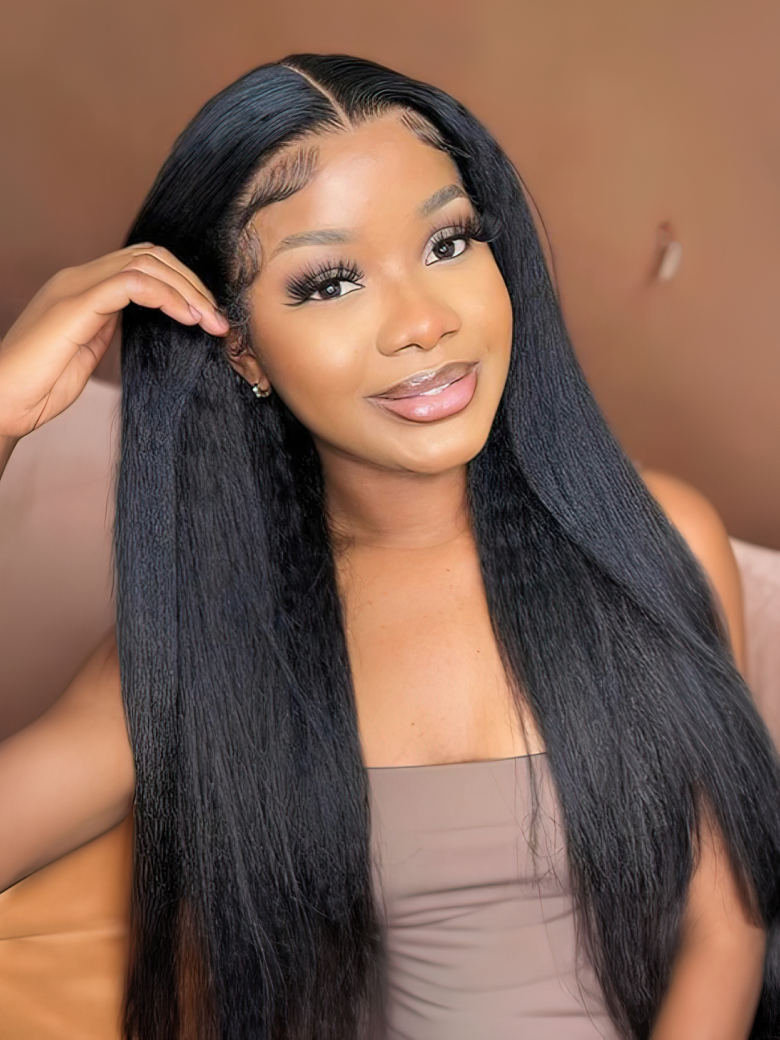 UNice Beginner Friendly Kinky Straight U Part Glueless Wig Brazilian Natural Black Wig