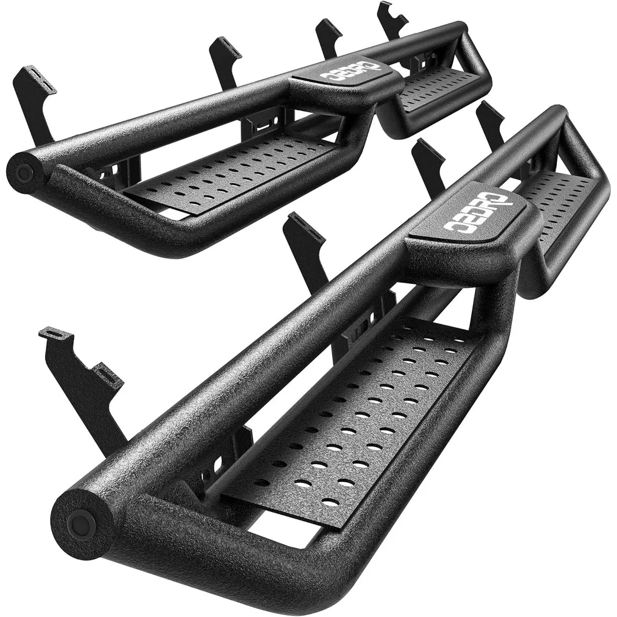 OEDRO Running Boards for 2007-2021 Toyota Tundra CrewMax Cab, Bolt-on Two Stairs Side Steps Steel Nerf Bar