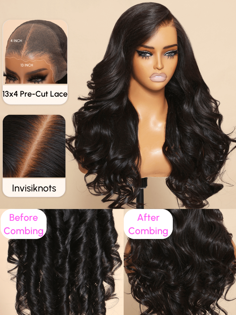 24'' UNice 13x4 Lace Front Super Secure 3D Body Wave Wig Real Ear To Ear Pre-Cut & Pre-Pluck & Pre-Bleached Pre-Everything Wig