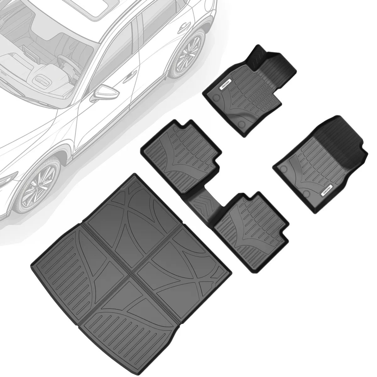 OEDRO Floor Mats Cargo Liner Fit for Mazda CX-50 2024 2023 TPE Floor Liners Set CX50 All Weather Guard Waterproof Front & 2nd Row, Cargo Mat