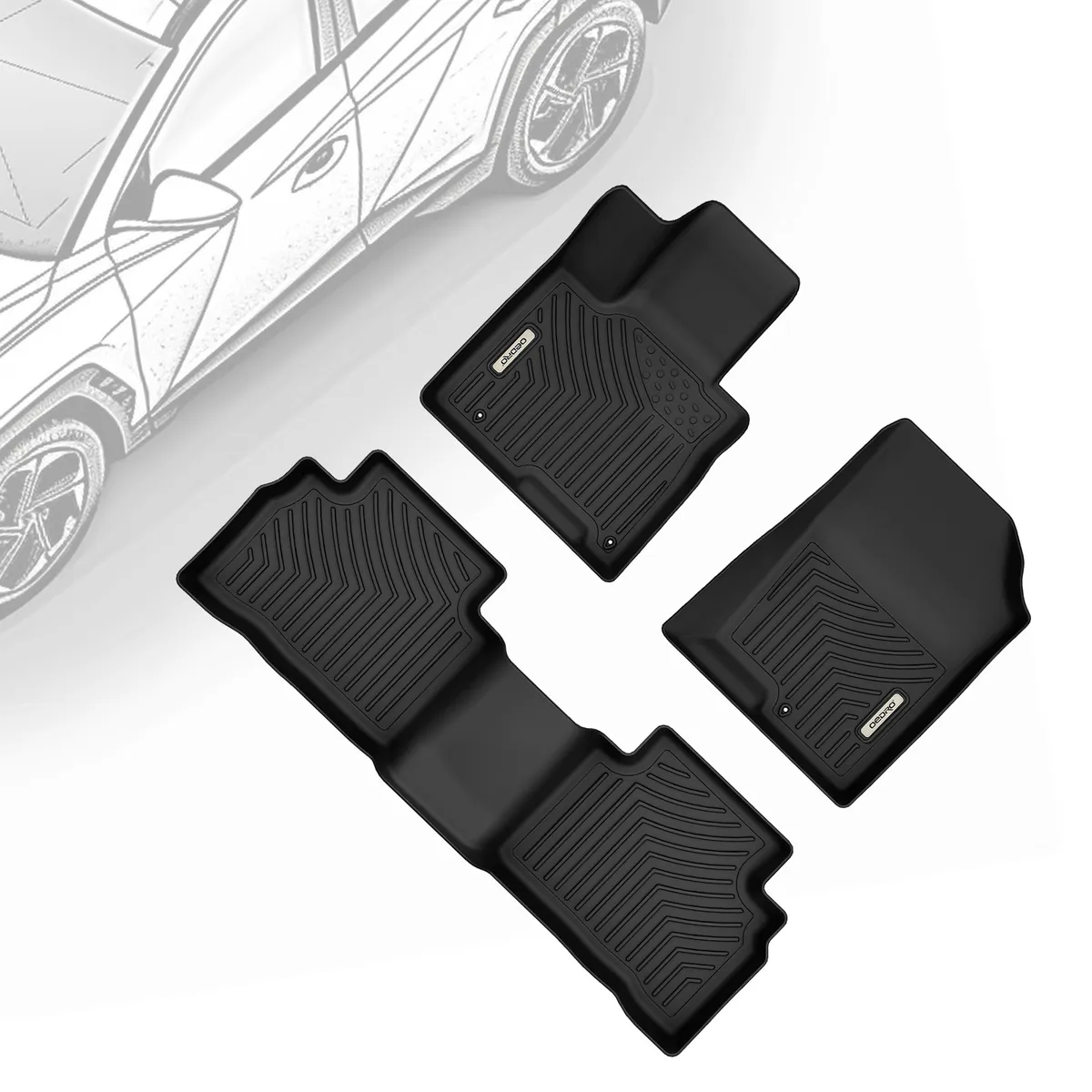 OEDRO® Floor Mats for 2022-2025 Hyundai Tucson, Black TPE All-Weather Guard Front, and Second Row Full Set Liners