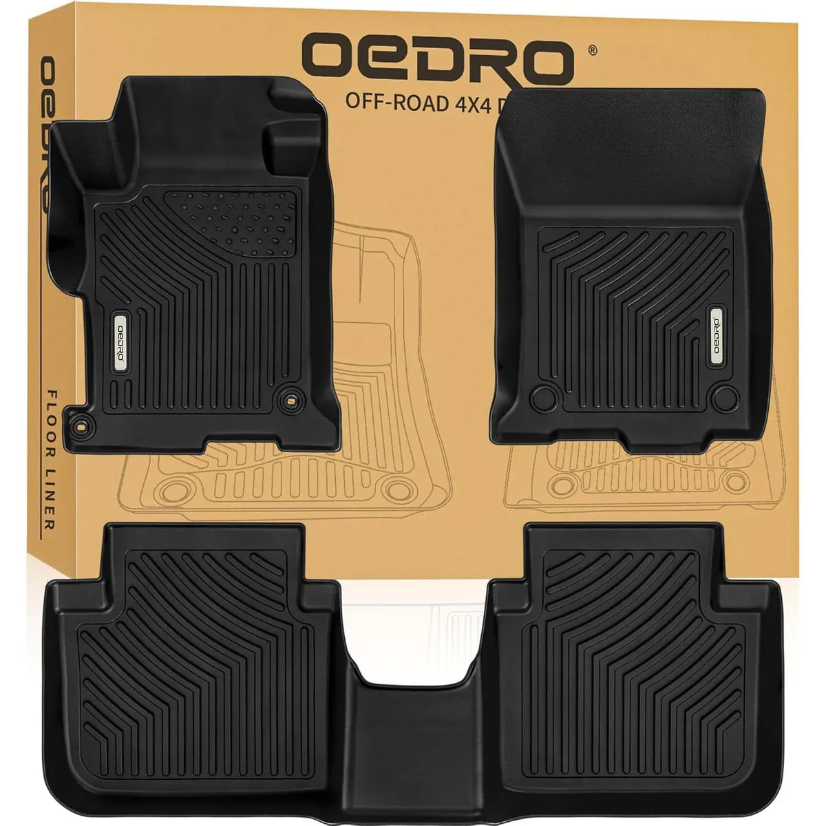 OEDRO Floor Mats for 2013-2017 Honda Accord Sedan, Black TPE All Weather Guard Liners Set