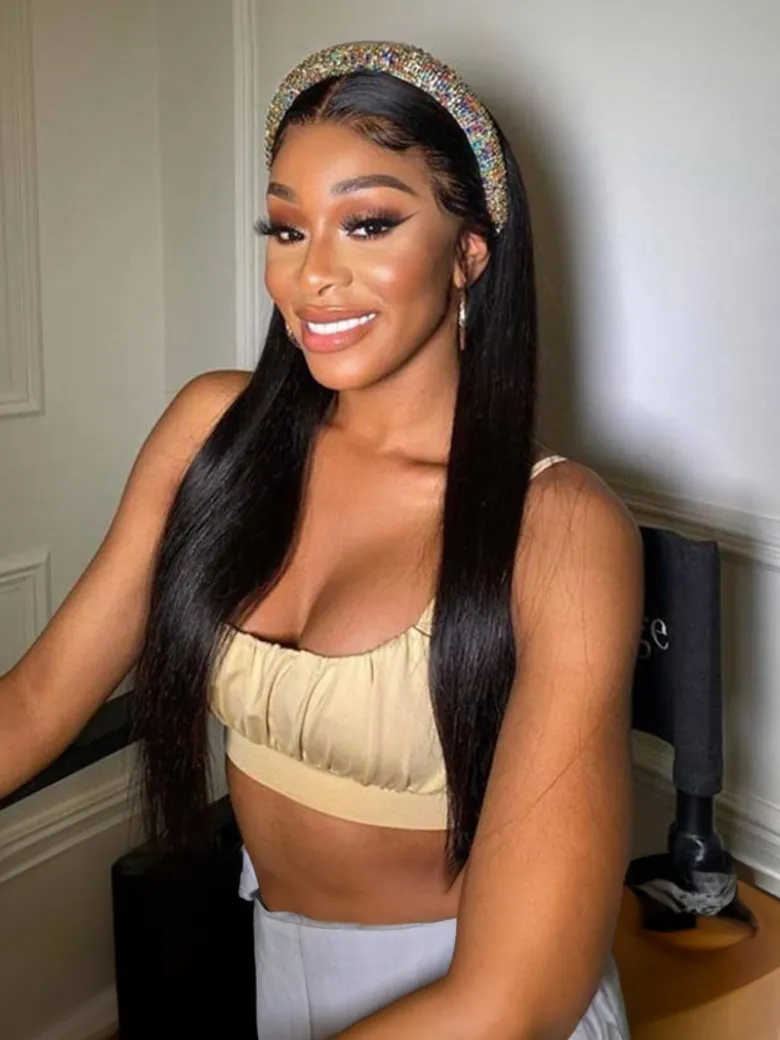 18'' Unice Straight Human Hair Wig Glueless Wig Virgin Hair Beginner Friendly Headband Wig