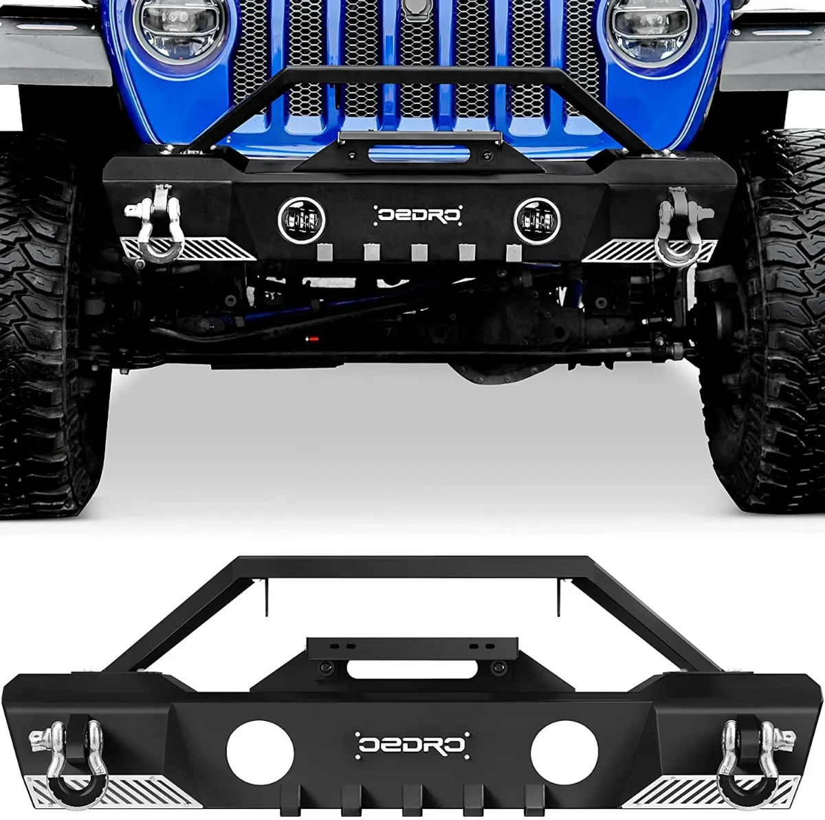 OEDRO Stubby Front Bumper for 2007-2018 Jeep Wrangler JK, 2018-2025 Jeep Wrangler JL & Unlimited JLU (2/4 Doors), 2020-2025 Gladiator JT