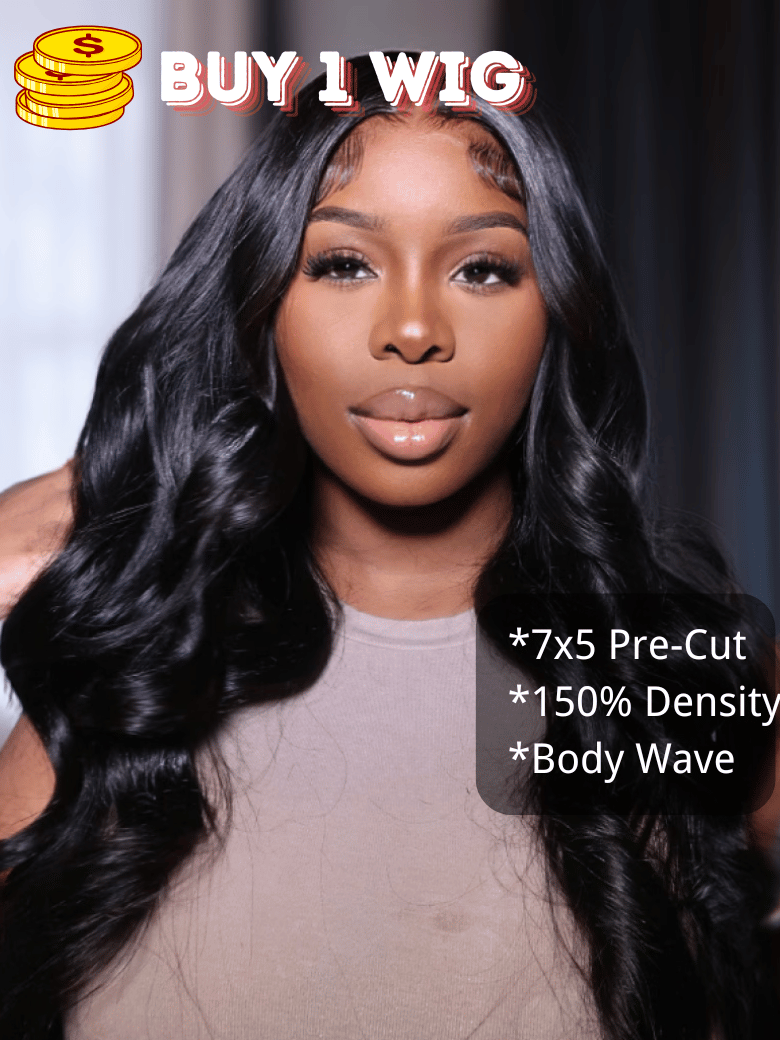 UNice BOGO 7x5 Glueless Bye-Bye Knots Body Wave Wig Pre Cut Lace Pre Plucked Hairline