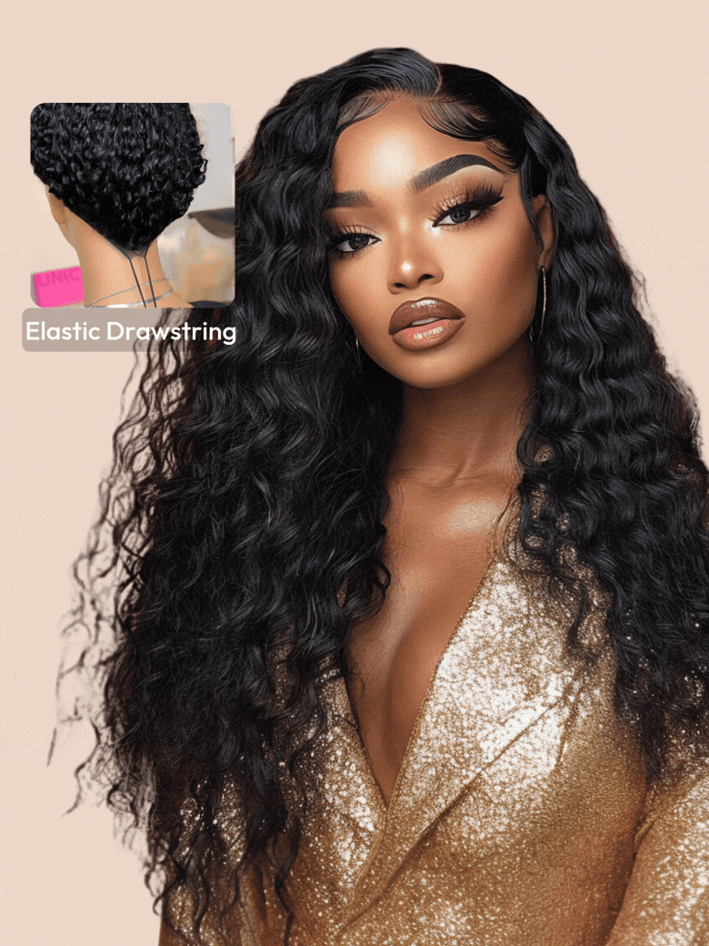 Invisi Drawstring 7x5 Bye Bye Knots Glueless Wig Quick Install Lace Water Wave Invisible Knots Lace Wig 150% Density