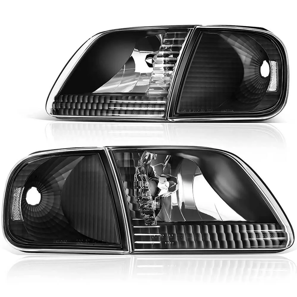 YITAMOTOR® 1997-2004 Ford F-150, 1997-2002 Ford Expedition Headlight Assembly Black Housing Clear Reflector Clear Lens