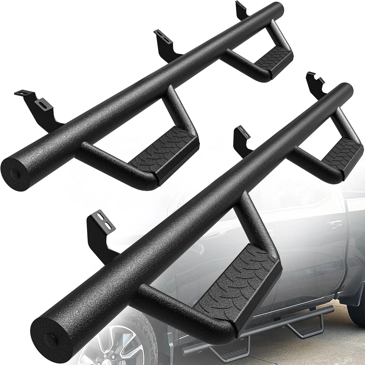 Running Boards for 2024-2026 Toyota Tacoma Double Cab 3.5" Textured Black Drop-Down Side Steps Nerf Bars