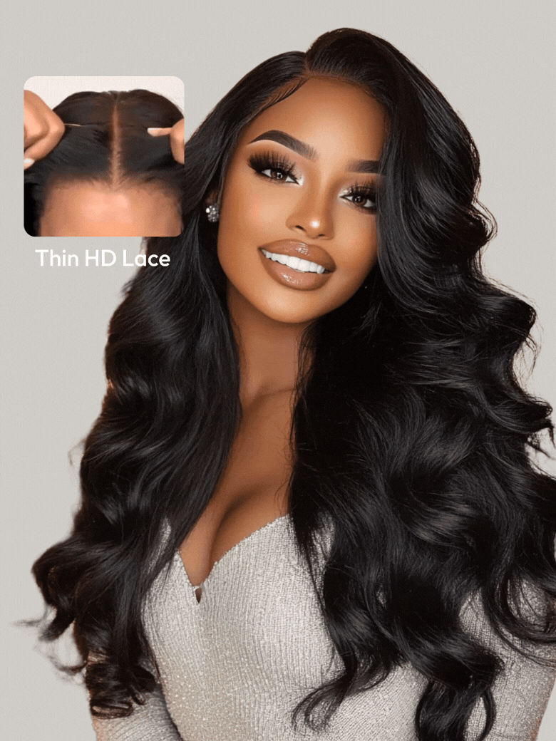 [Pay 22" Get 24"] 13x4 HD Lace ByeBye Cap™ Invisible Lace Wig Frontal Body Wave Black Wig