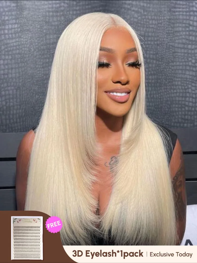 Glueless HD 5x5 Invisible Lace Closure Layered Straight Blonde Wig 180% Density