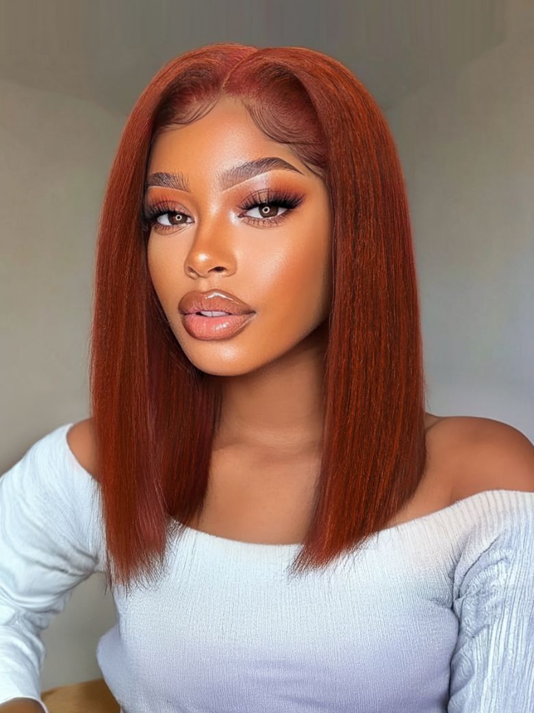 [Limited Time Offer] UNice Bye-Bye Knots 7x5 Lace Reddish Brown Yaki Bob Wig