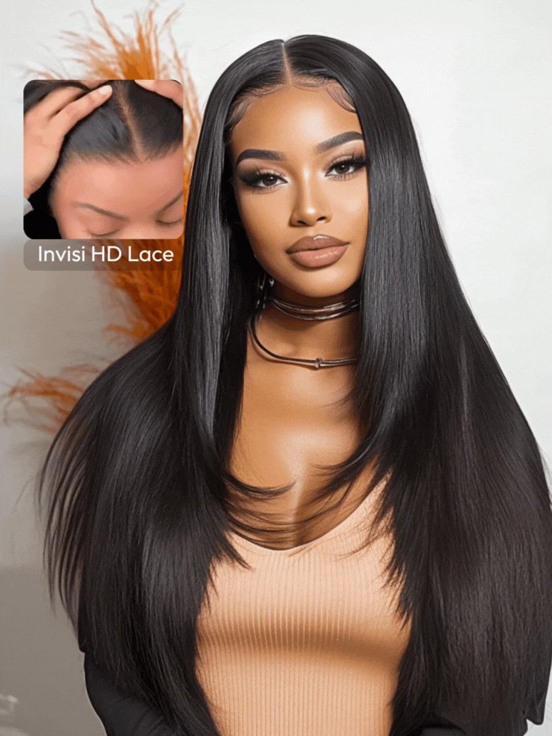 [Healthy Ends] UNice13x4 HD Real Scalp Invisible Lace Frontal Black Layered Straight Wig