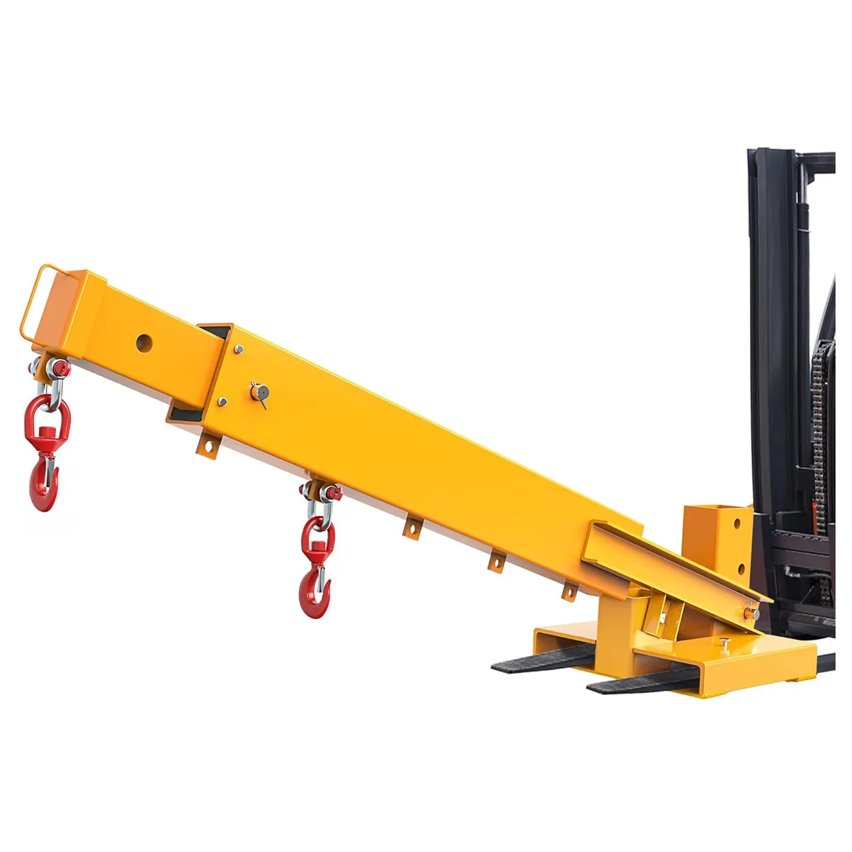 YITAMOTOR® Forklift Mobile Crane 6000lbs/3T Capacity,Adjustable Hoist Pivoting Forklift Jib Boom Crane Forklift Lifting Attachment 2 Hooks Hoisting At