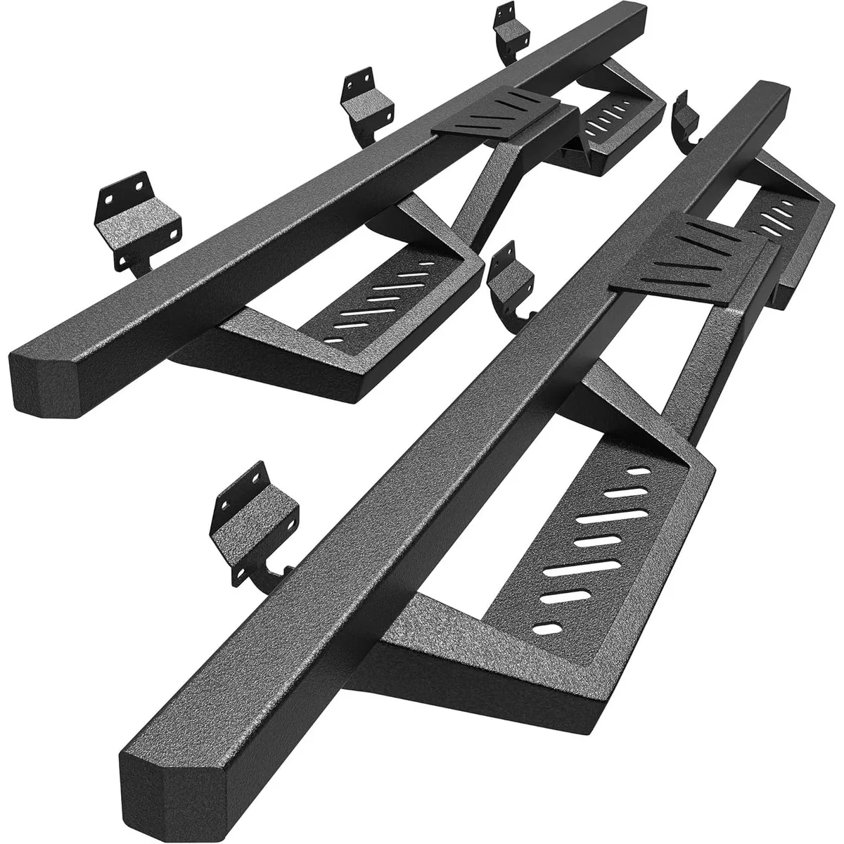 OEDRO Running Boards Compatible with 2015-2026 Ford F150 SuperCrew Cab/ 2017-2026 F250 F350 Super Duty Crew Cab - Two Stairs Square Side Steps Rails