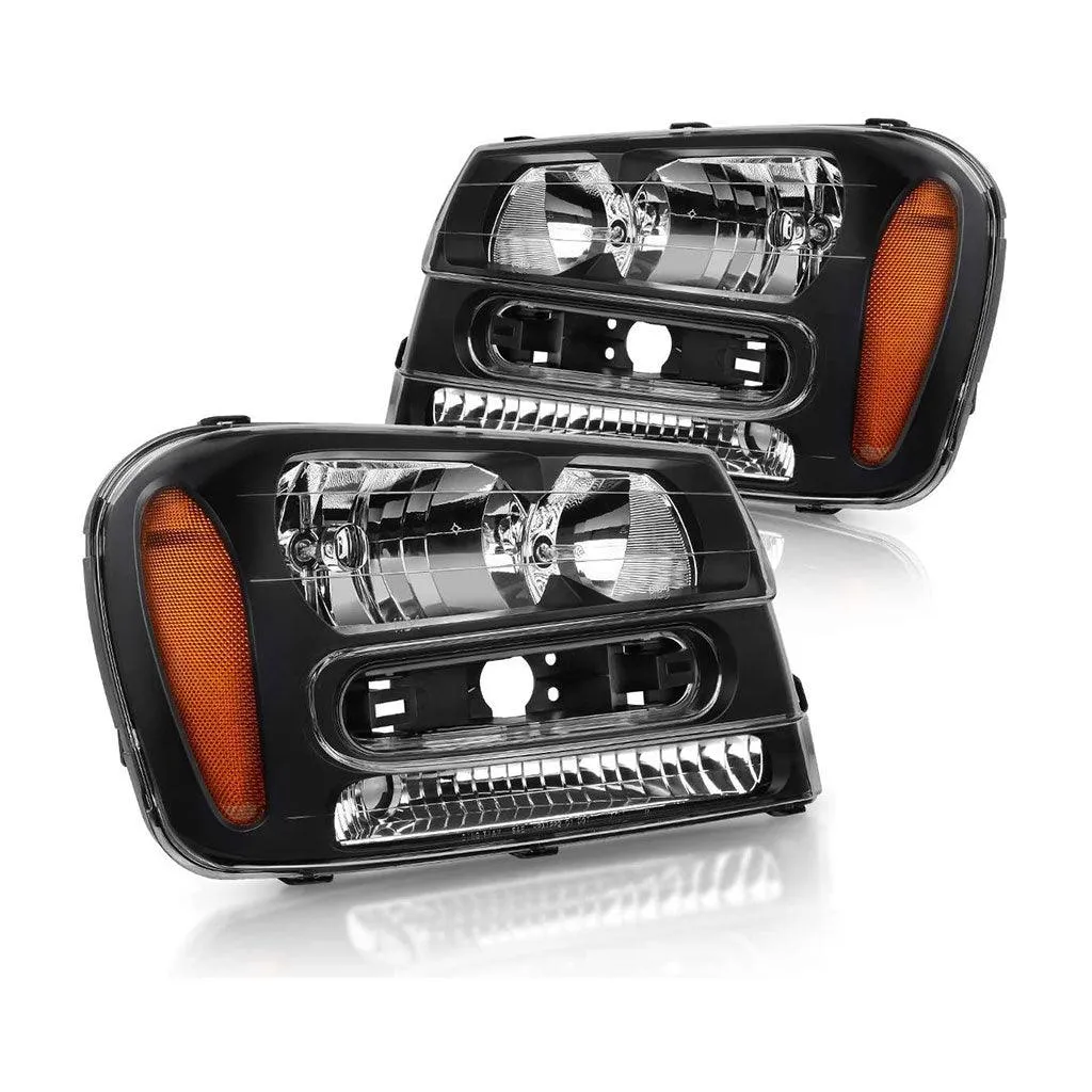 YITAMOTOR® 2002-2009 Chevy Trailblazer Headlight Assembly W/Full Width Grille Headlamp(Not fit the LT models)