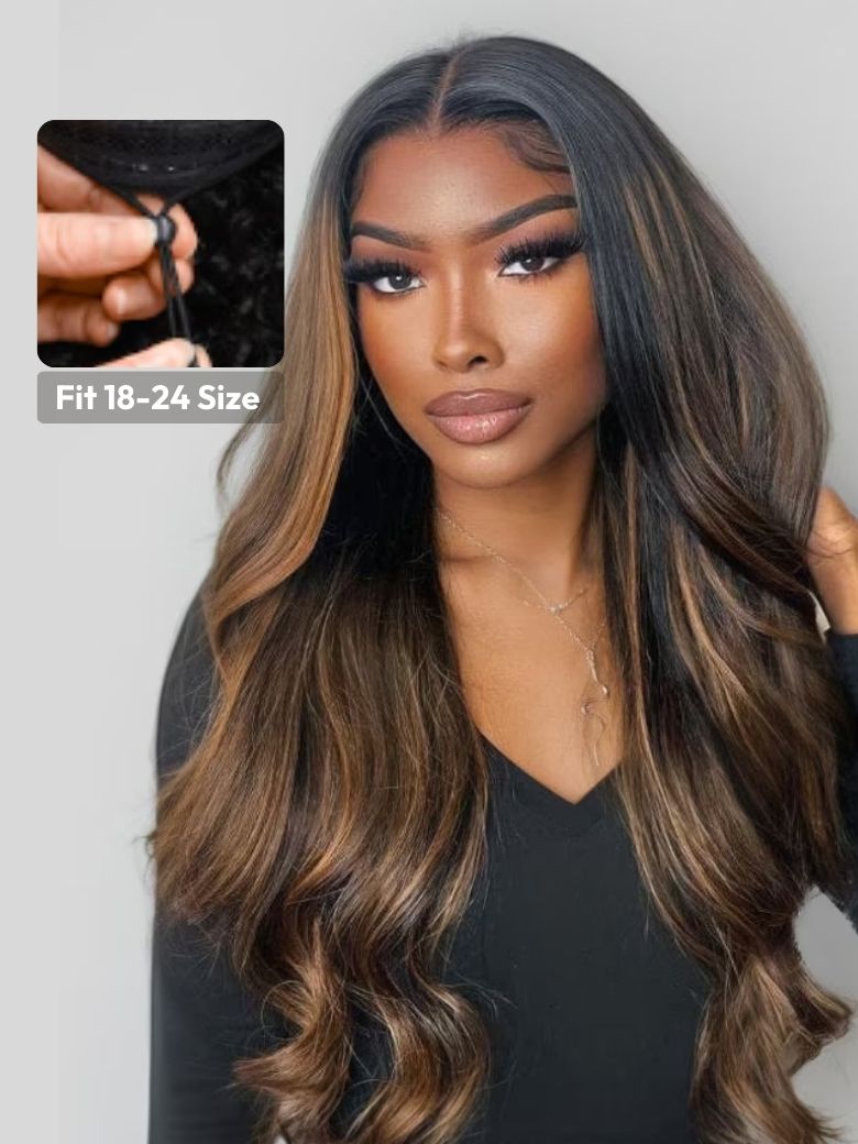 7x5 Bye Bye Knots™ Wig Glueless Lace Balayage Highlight Body Wave Wig No Burden Free Upgrade