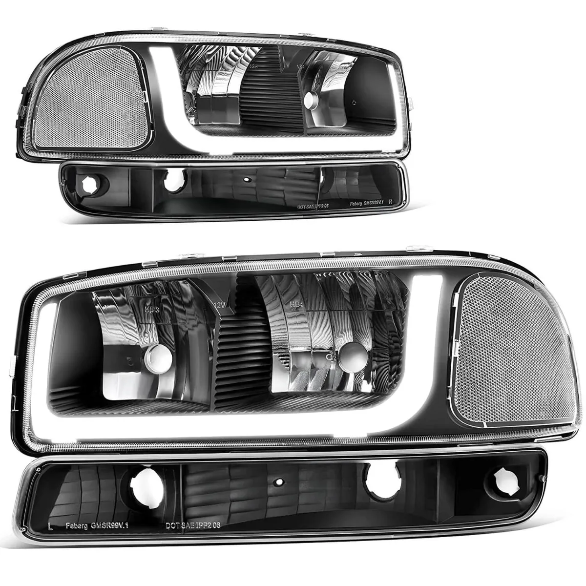 YITAMOTOR® LED DRL 1999 -2006 GMC Sierra 1500 2500, 2001-2006 Yukon XL Headlights Assembly