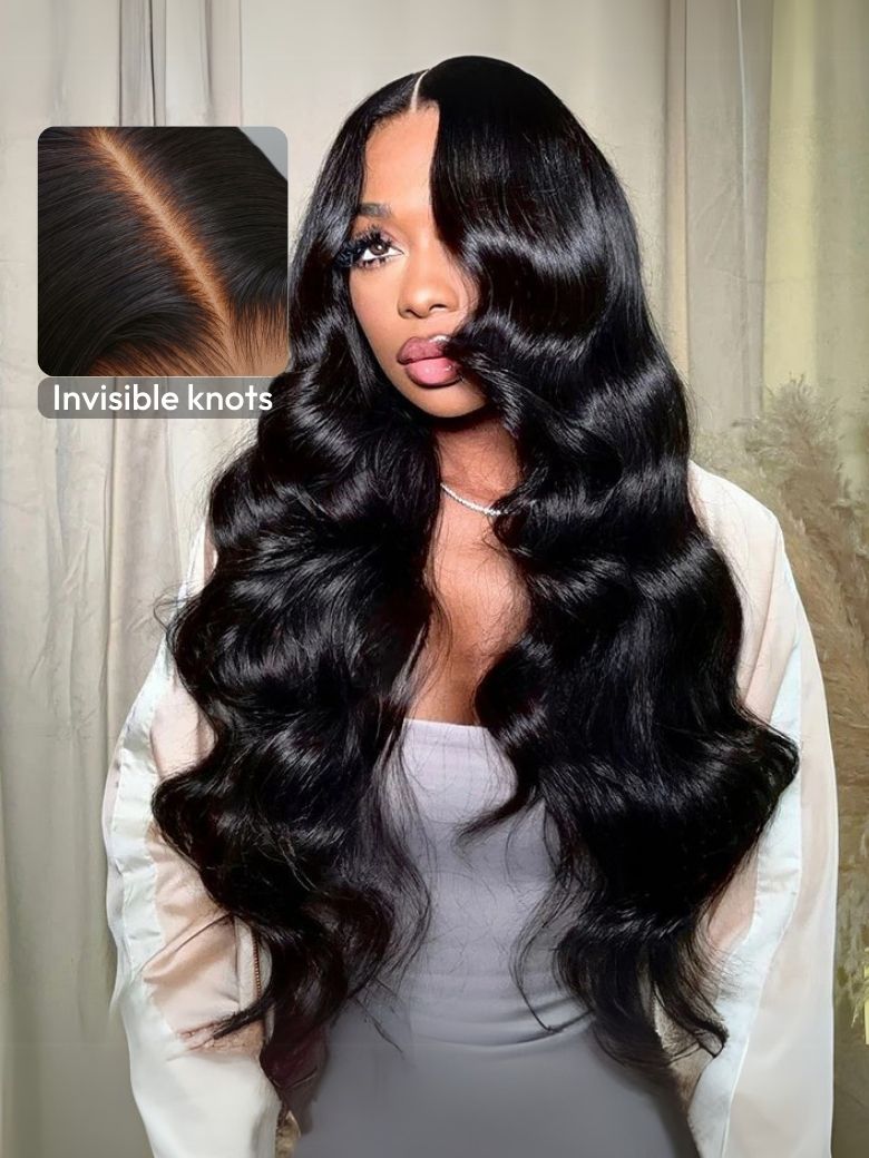 [22"=$99| Real Scalp] Bye-Bye Knots Wig 7x5 Glueless Body Wave Wig Pre Cut Lace Pre Plucked Hairline & Beginner Friendly V Part Wig