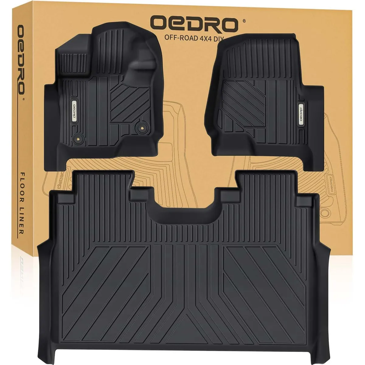 OEDRO Floor Mats for 2015-2025 Ford F150 SuperCrew Cab/ 2022-2024 F-150 Lightning SuperCrew Cab 1st & 2nd Front Row and Rear Floor Liner