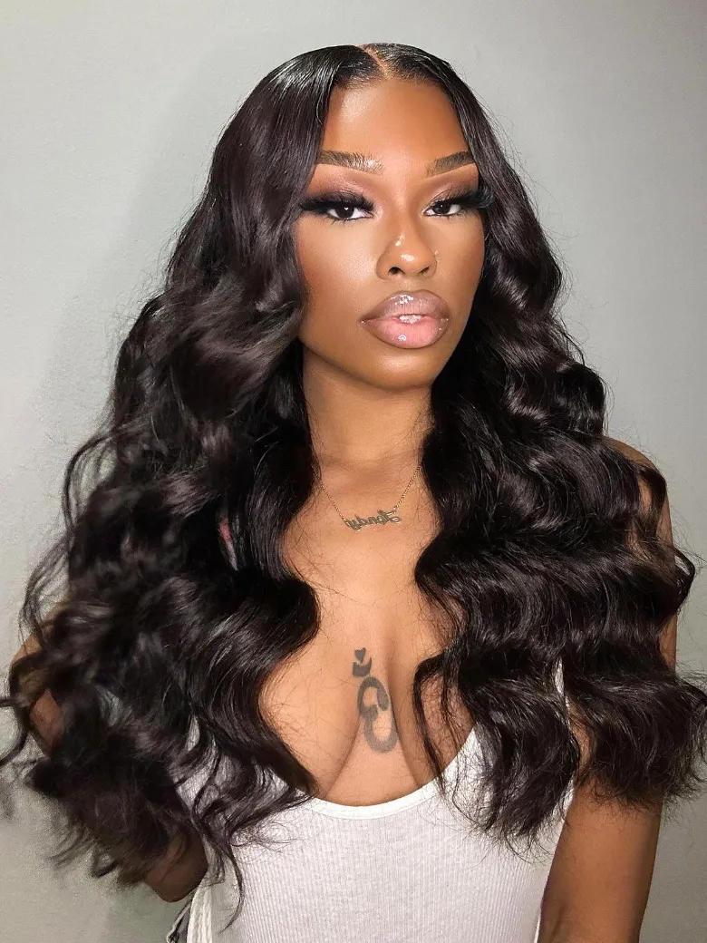 UNice Hair 3 Bundles Brazilian Body Wave With T Part Lace Closure