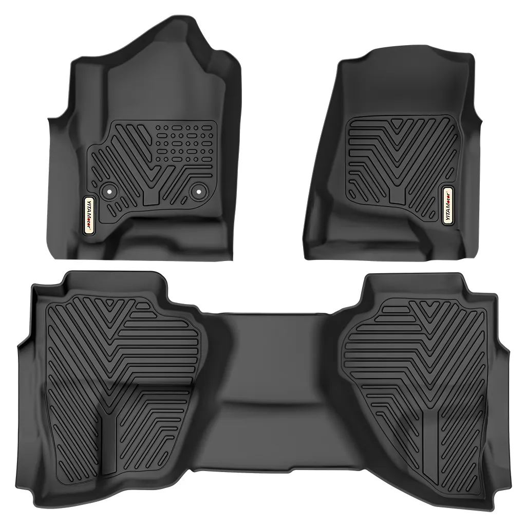 YITAMOTOR® Floor Mats For 14-18 Silverado/Sierra 1500,15-19 2500/3500 HD ,Double Cab Only,1st & 2nd Row