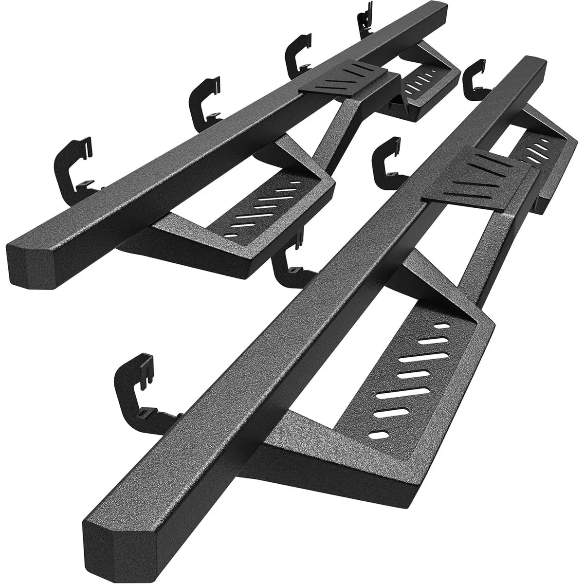 OEDRO Running Boards Compatible with 2007-2018 Chevy Silverado/GMC Sierra 1500 Crew Cab, 2007-2019 2500HD 3500HD, Two Stairs Square Side Steps Rails