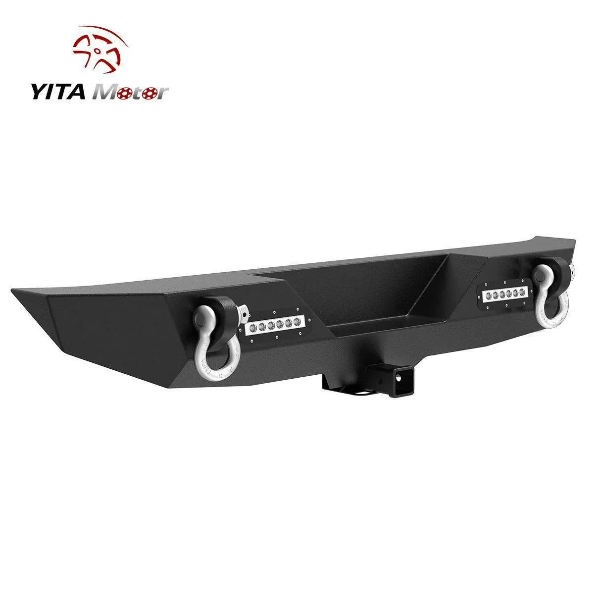 YITAMOTOR® 2007-2018 Jeep Wrangler JK and JK Unlimited Rear Bumper with LED Lights & 2"Hitch Receiver