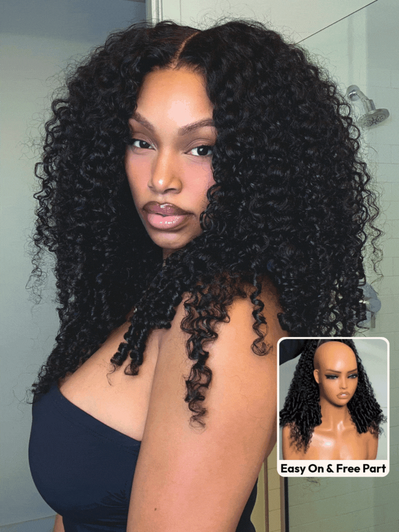 UNice Bye-Bye Slip 7x5 Lace & 13x4 Pre-Everything Curly Texture Premium Hair Drawstring Wig With Finger Coil Ends