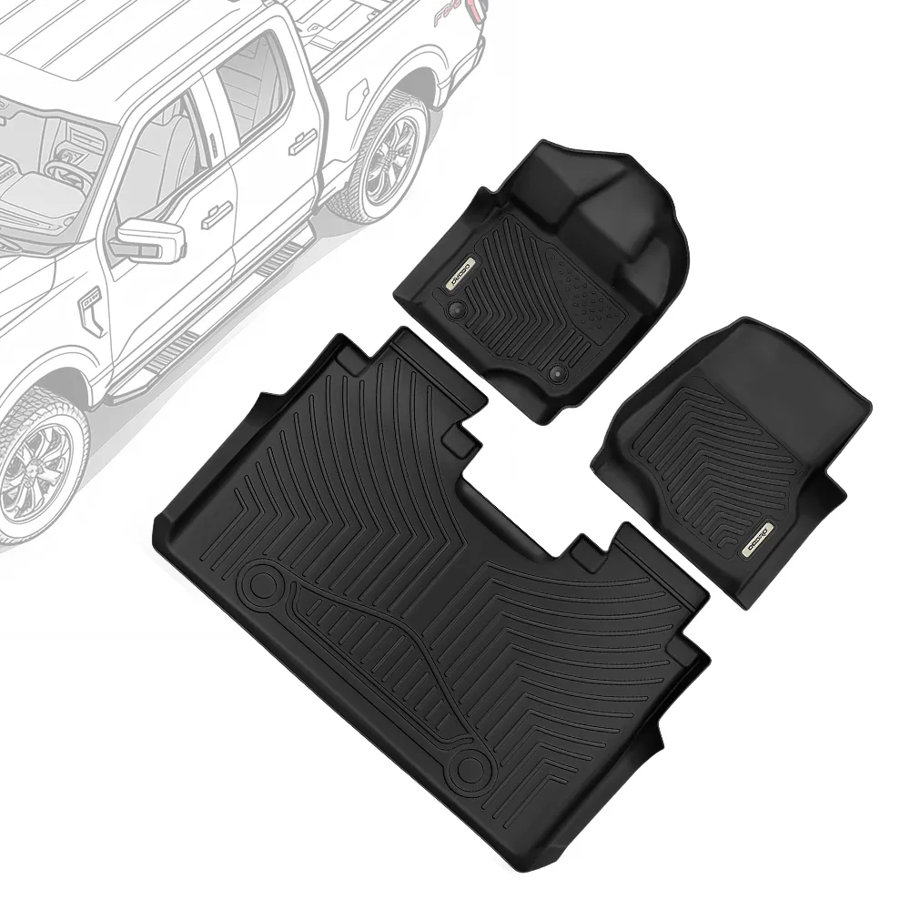 OEDRO  1st & 2nd Row Floor Liner All-Weather Floor Mats for 2015-2025 Ford F-150 & 2022-2024 F-150 Lightning SuperCrew Cab