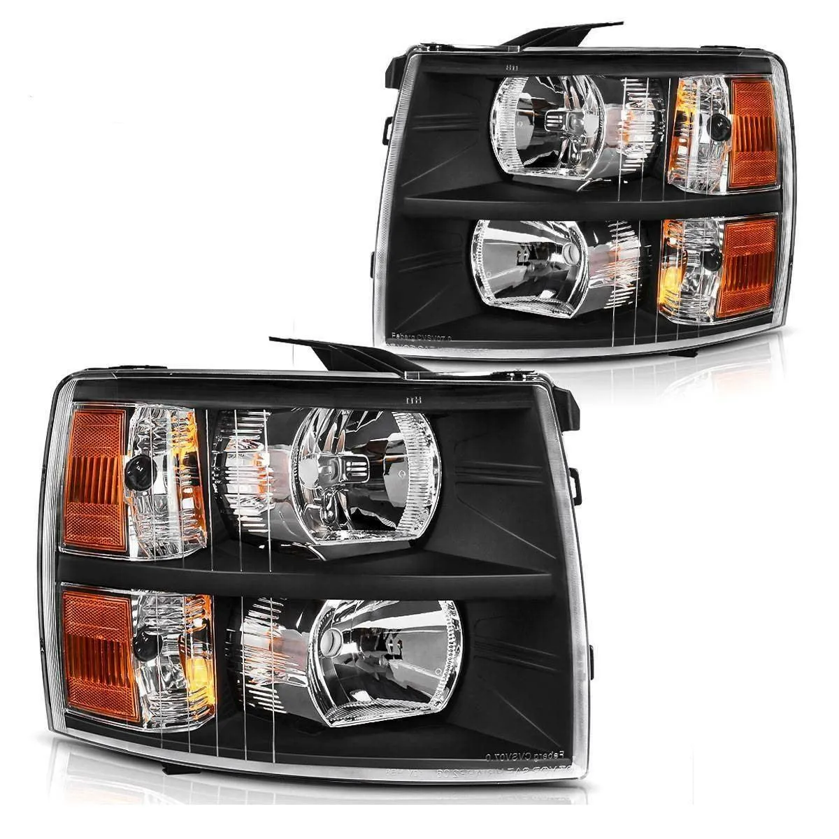 YITAMOTOR® 07-13 Chevy Silverado 1500/07-14 Silverado 2500HD 3500HD Headlight Assembly Headlamp Black Housing