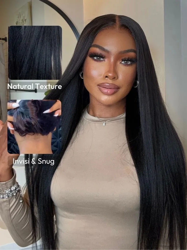 Easy Install UNice Bye Bye Knots™ Wig 7x5 Glueless Lace Black Yaki Straight Wig With Invisible Knots