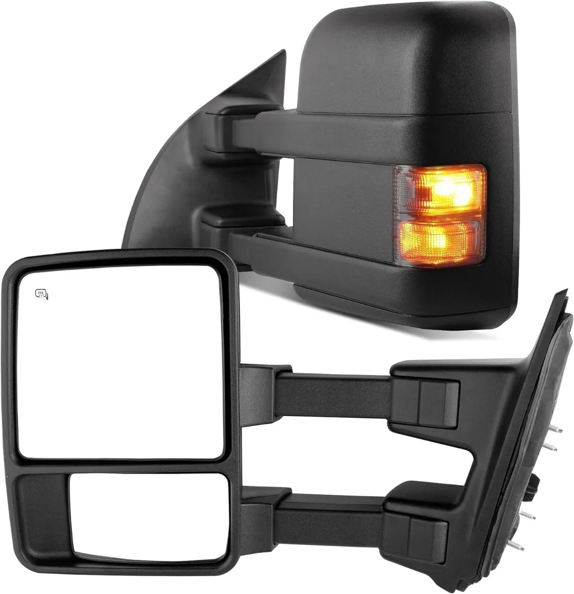 YITAMOTOR® Towing Mirrors Compatible with 1999-2007 Ford F250 F350 F450 F550 Super Duty, 2001-2005 Excursion Extendable Power Heated with Smoke Signal