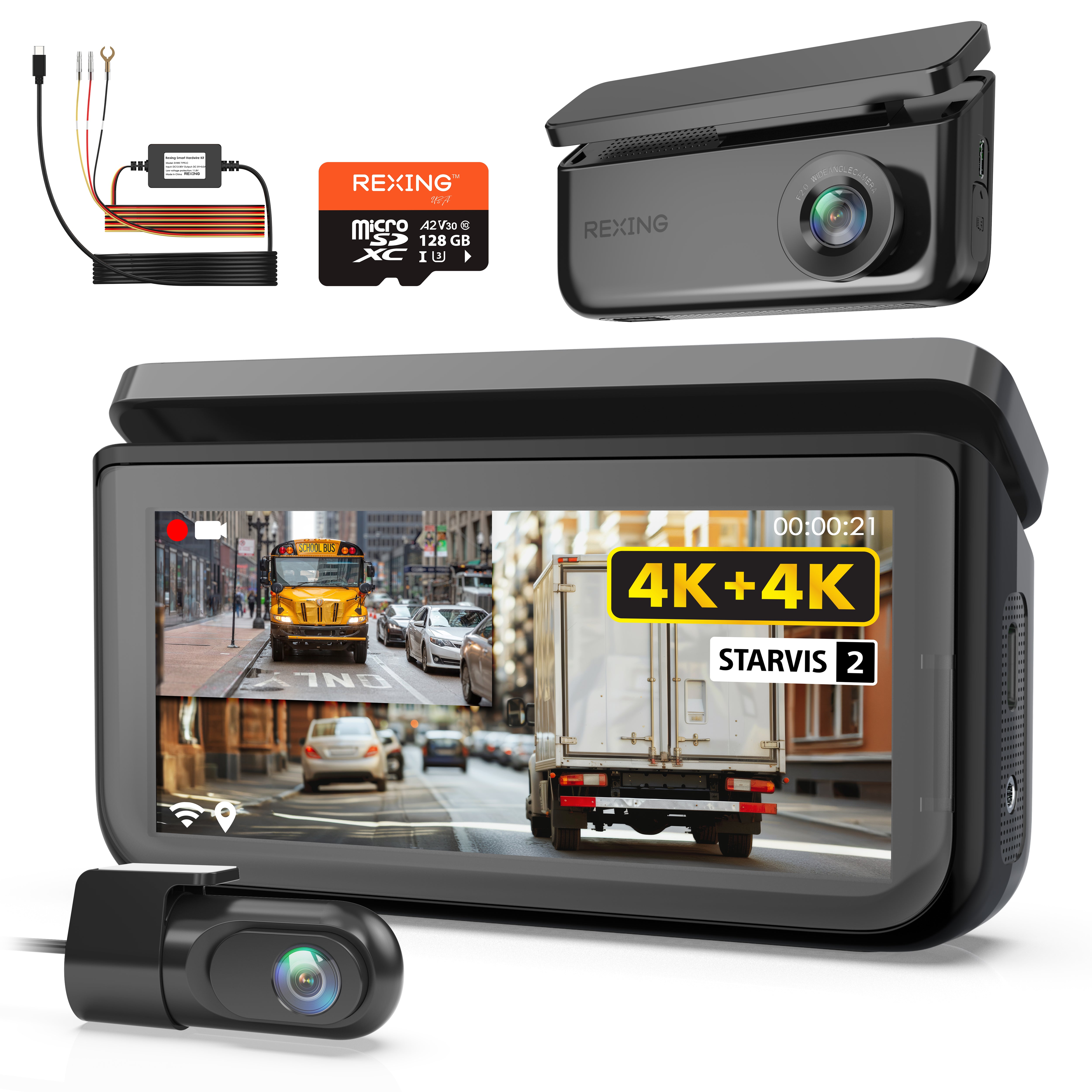 Rexing R88 4K Front + 4K Rear Dual Sony STARVIS Dash Cam with 5.8GHz WiFi GPS