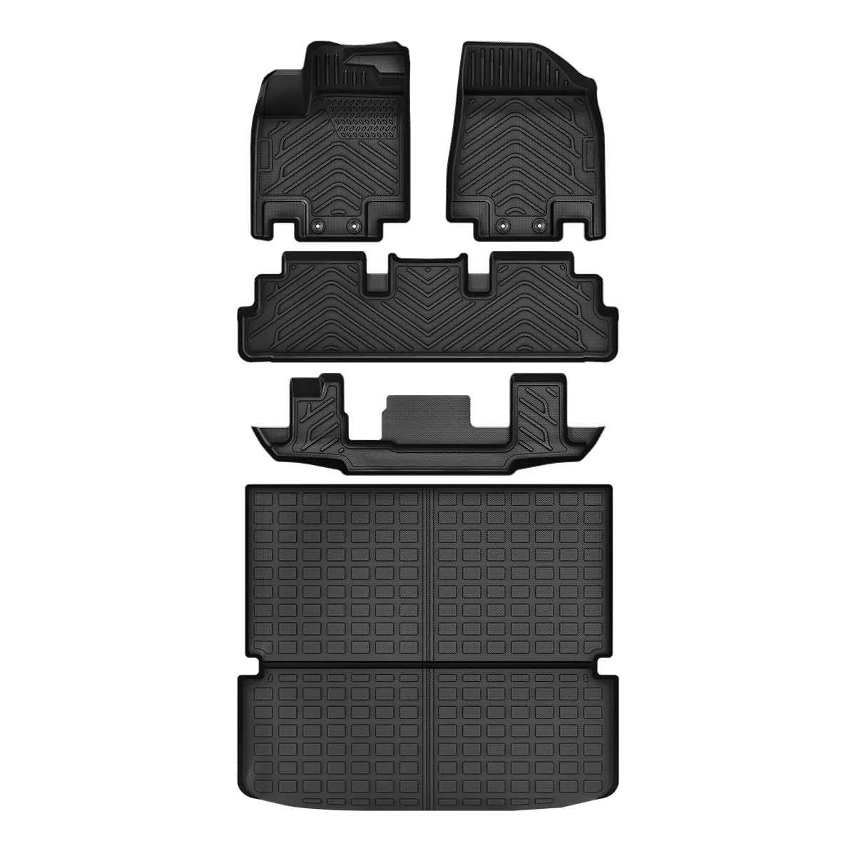 Custom Fit All-Weather Floor Mats for 2022-2025 Nissan Pathfinder 7-Seat, TPE Liners for 1st, 2nd, 3rd Rows & Trunk, Full Set Black (Only Fits 7-Seat)