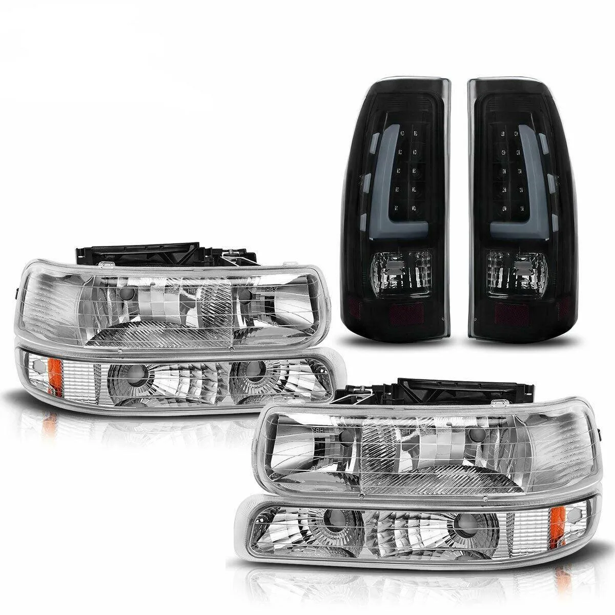 YITAMOTOR® For 1999-2002 Chevy Silverado 1500 2500 3500 Headlights + LED Tail Lights