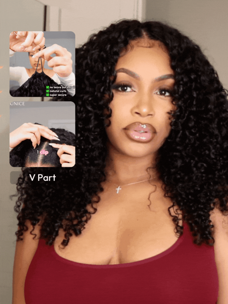 Jerry Curly EasiContour™ V Part Minimal Glueless Wig With Invisi Drawstring