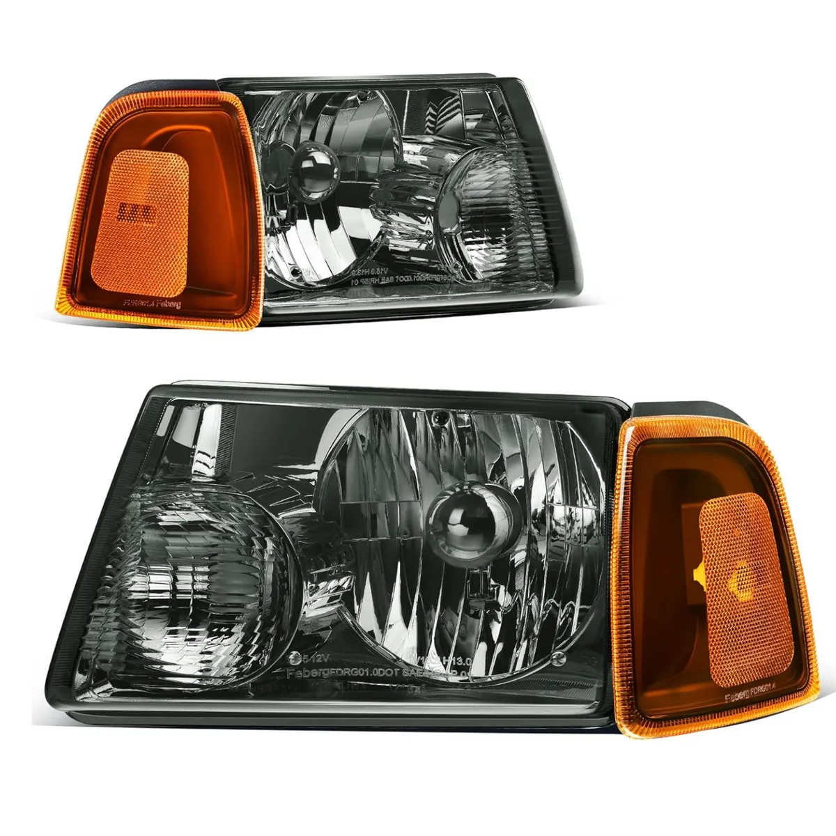 YITAMOTOR® Headlight Assembly For 2001-2011 Ford Ranger Chrome Smoke Lens Corner Headlamps
