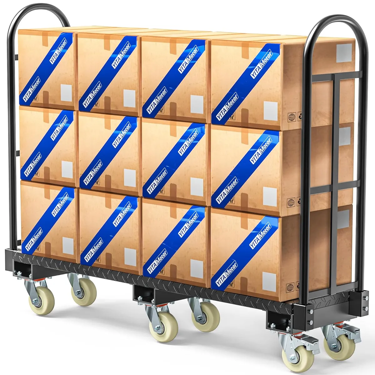 YITAMOTOR Heavy-Duty Narrow Aisle U-Boat Platform Truck, 2000 lb Capacity, 60.2"x15.7" Steel Deck