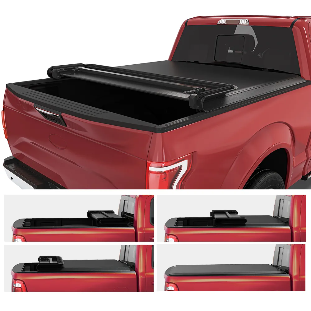 OEDRO 5.5FT Soft Quad-Fold Tonneau Cover | Weatherproof Truck Bed Cover | Fits 2015-2025 Ford F-150 5.5FT Truck Bed