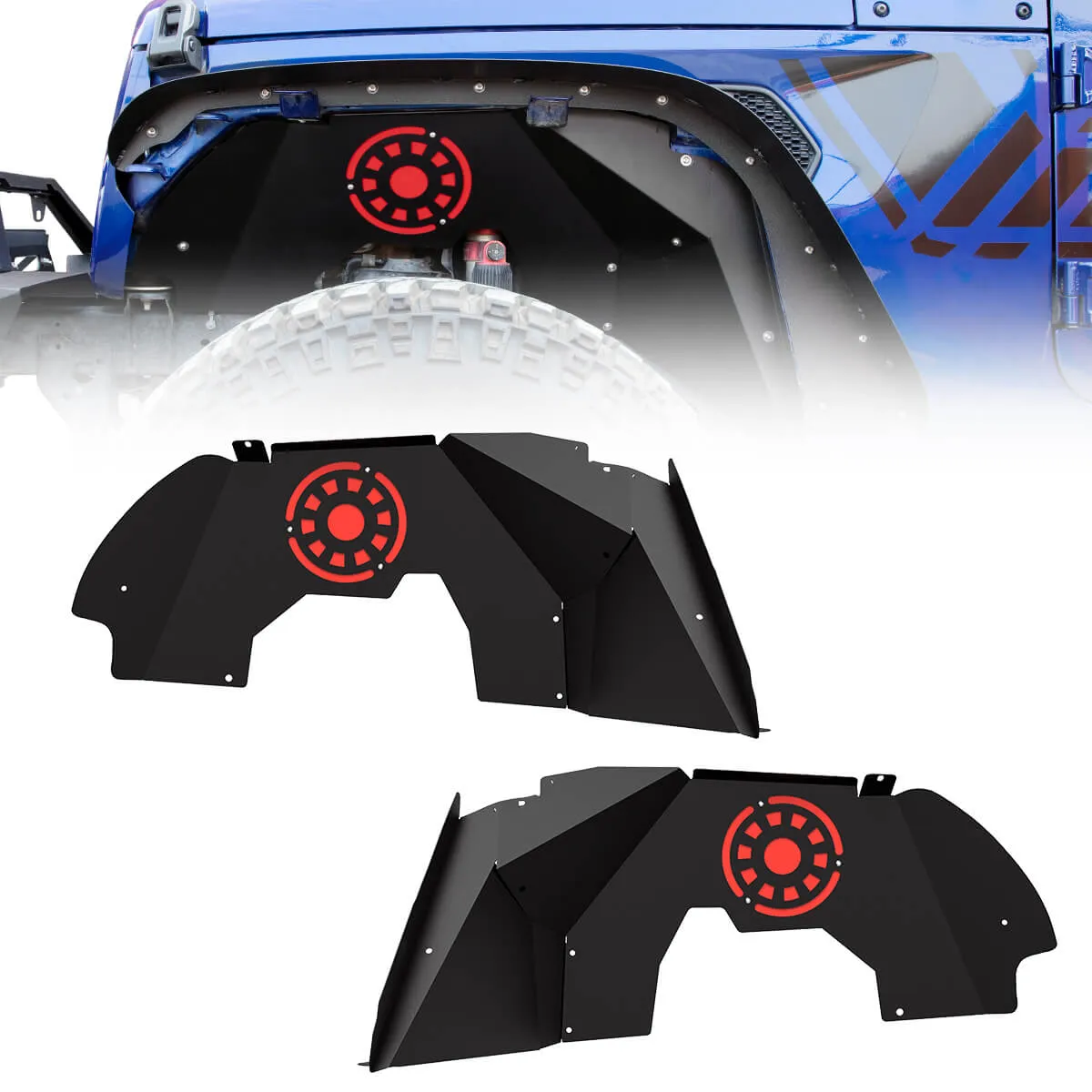 OEDRO Front Inner Fender Flares for 2018-2025 Jeep Wrangler JL & JLU Unlimited 2 & 4 Door, Offroad Bolt-on Style Steel Fender Flares