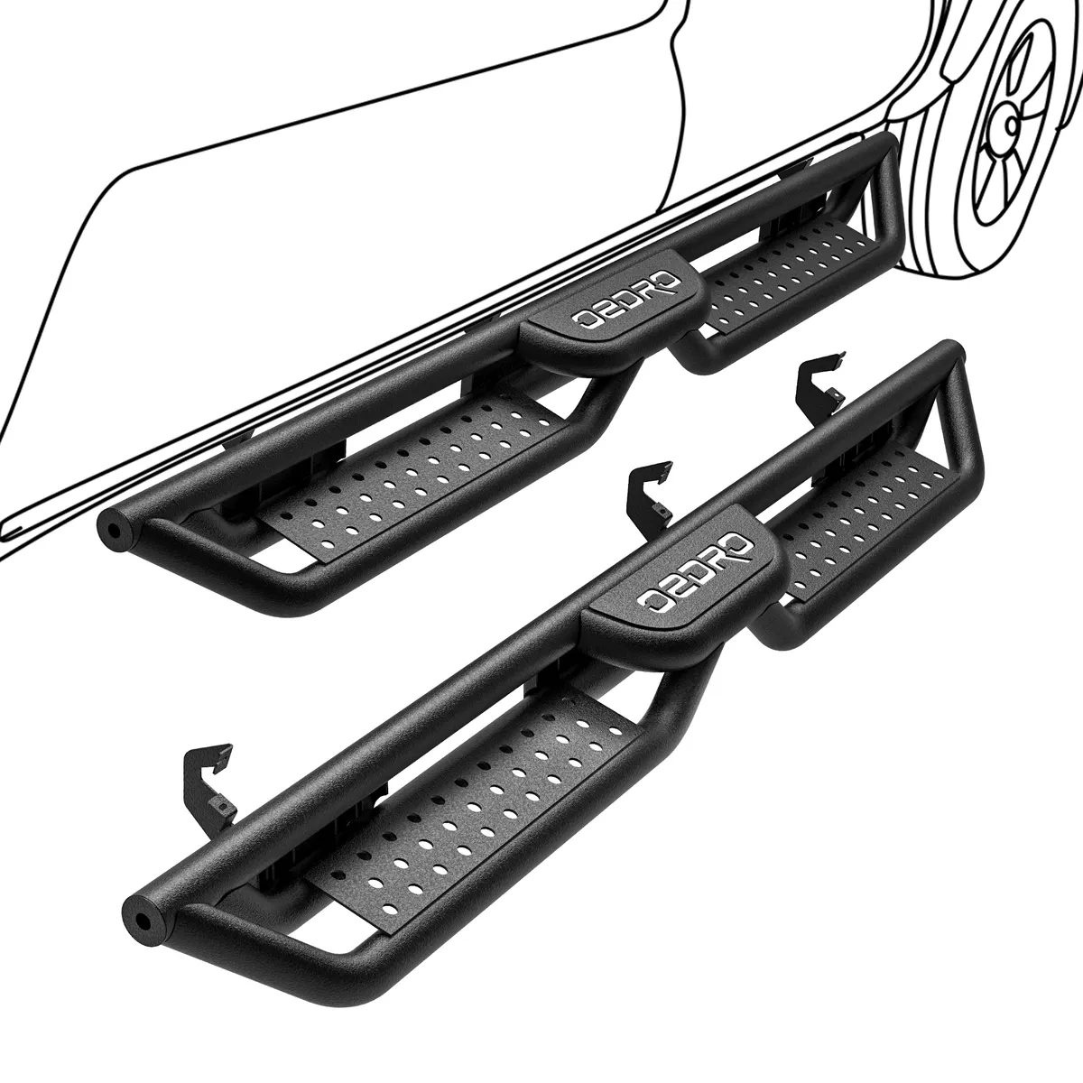 OEDRO Running Boards for 2019-2026 Chevy Silverado/ GMC Sierra 1500 Double Cab; 2020-2026 Silverado/ Sierra 2500HD 3500HD