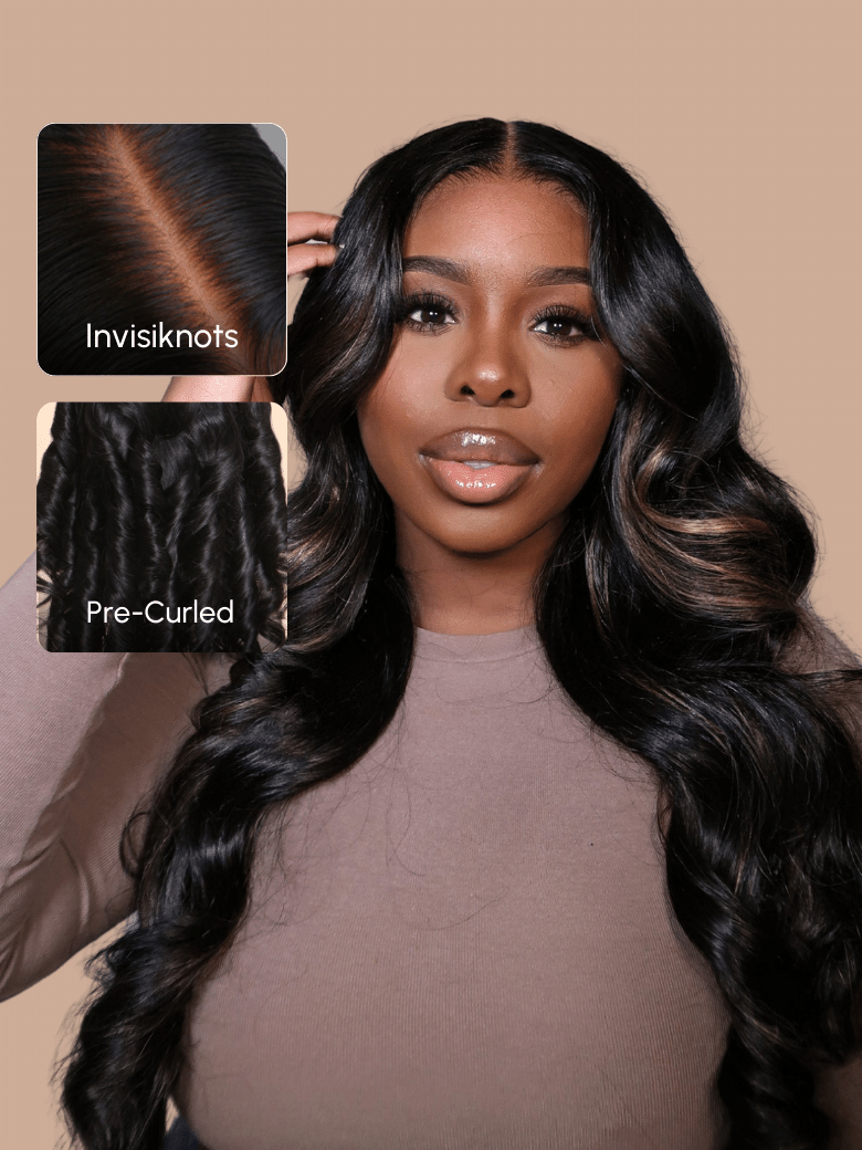 7x5 Bye-bye Knots Highlight Blonde Wig Pre-cut Pre-Bleached Pre-Plucked Super Melt & Natural