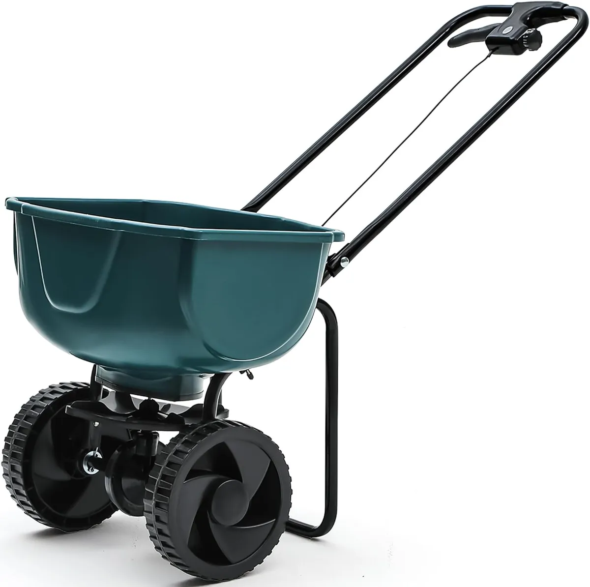 60 lb Walk Behind Lawn and Garden Spreader for Seeds and Fertilizer with Easy to Use Flow Control