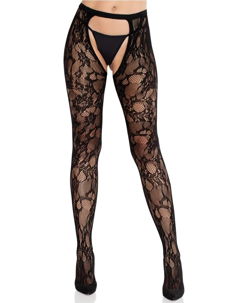 Leg Avenue Selene Rose Crotchless Tights