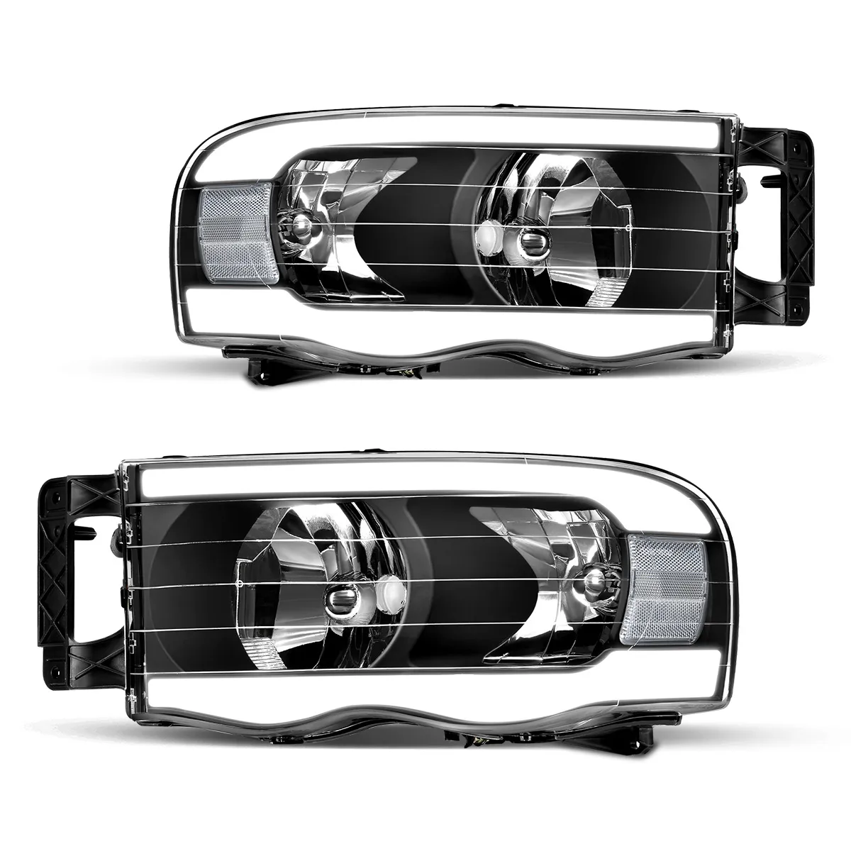 YITAMOTOR® Switchback Turn Signal & LED DRL Headlights Headlamps Compatible with 2002 2003 2004 2005 Dodge Ram 1500/03 04 05 Dodge Ram 2500 3500 Picku