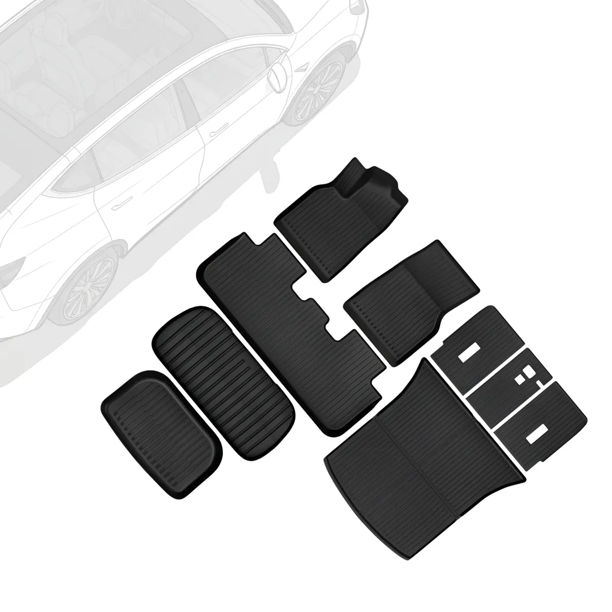 OEDRO Floor Mats Fits for New 2025 2026 Tesla Model Y Juniper 5-Seat, All-Weather TPE Model Y Floor Mats Backrest Mat & Front Rear Trunk Liner Full Se