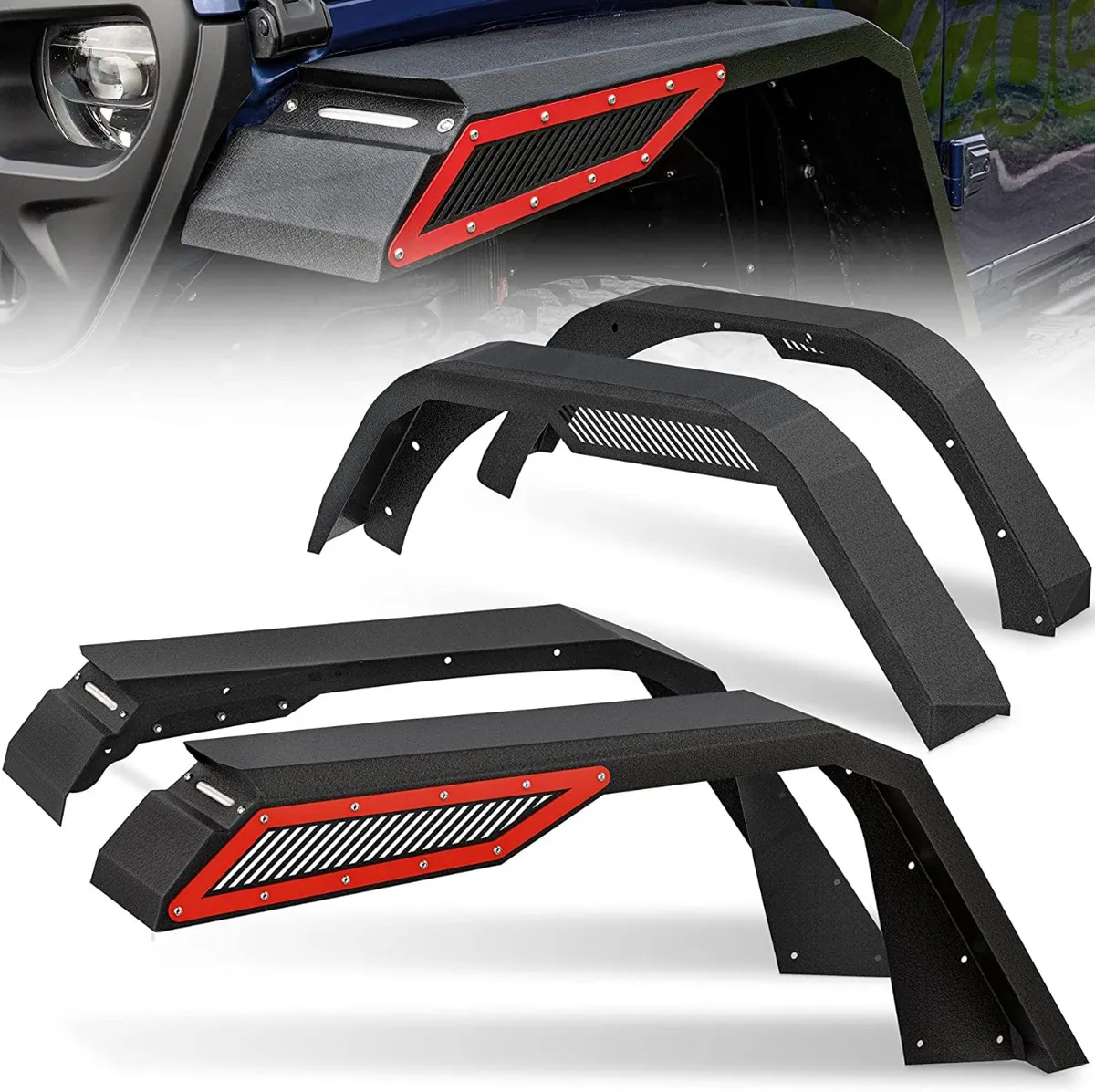 Front & Rear Fender Flares for 2018-2025 Jeep Wrangler JL with Signal Lights